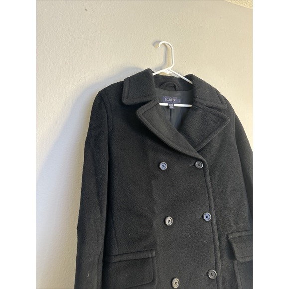 J. Crew Black Wool Mohair Thick Double Breasted Peacoat, Size Small S - Picture 3 of 13